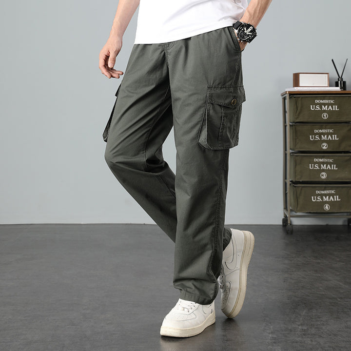 Herren Lässige Canvas-Cargohose mit großen Klappentaschen, Relaxed Fit & verstärkten Nähten Drune