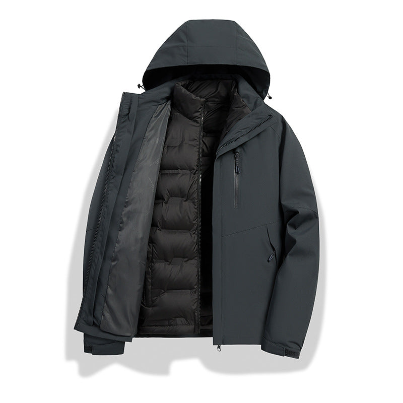 Damen 2-in-1 wasserdichte Winterjacke mit abnehmbarer Daunen-Innenweste Drune
