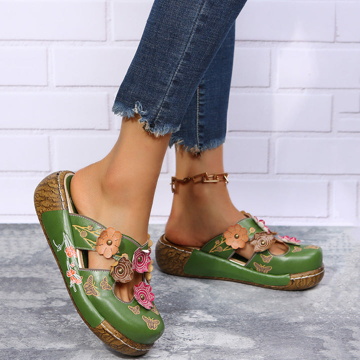 Damen Bequeme Blumensandalen mit ergonomischem Fußbett und modischen Akzenten Drune