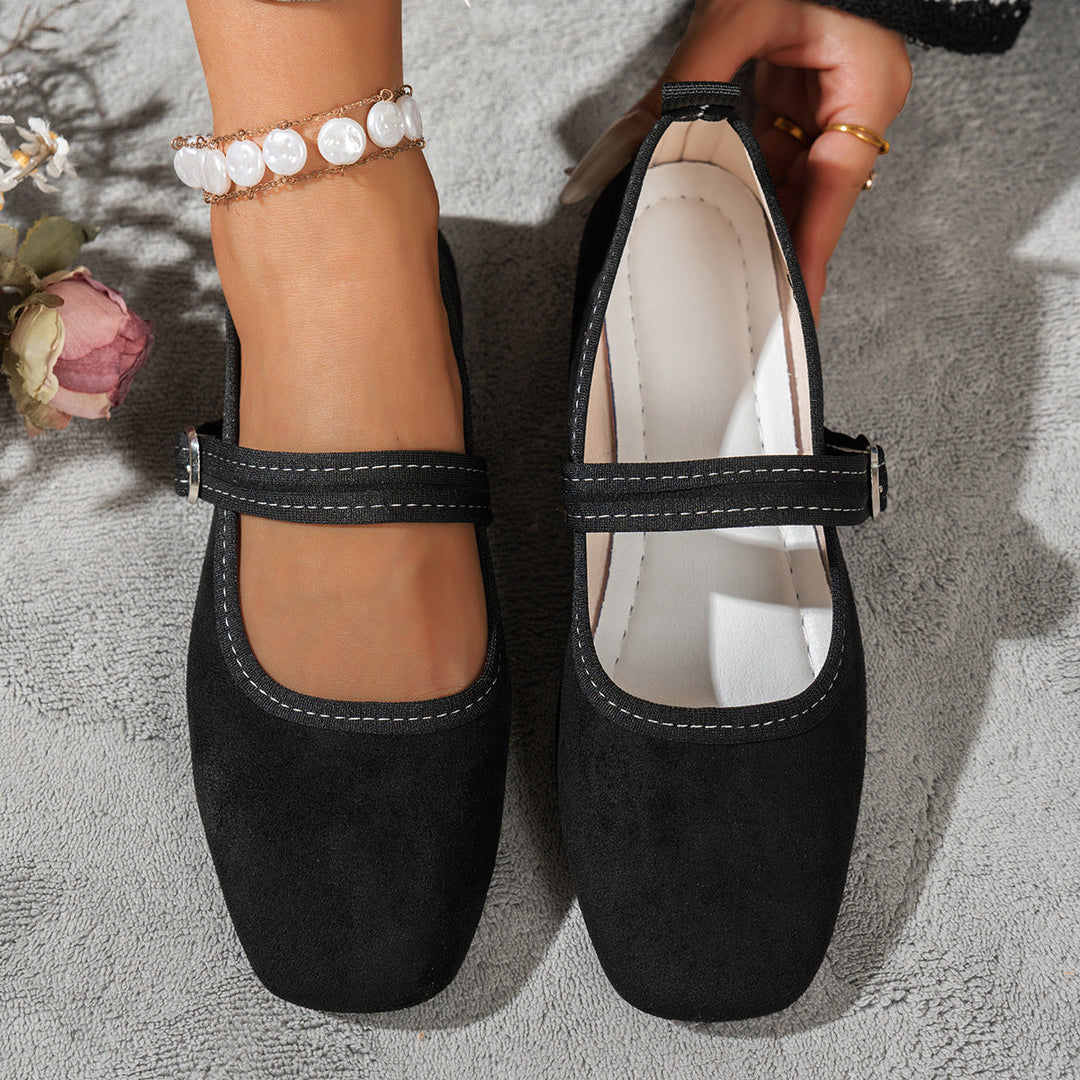 Damen edle Ballerinas mit klassischem Riemen Drune