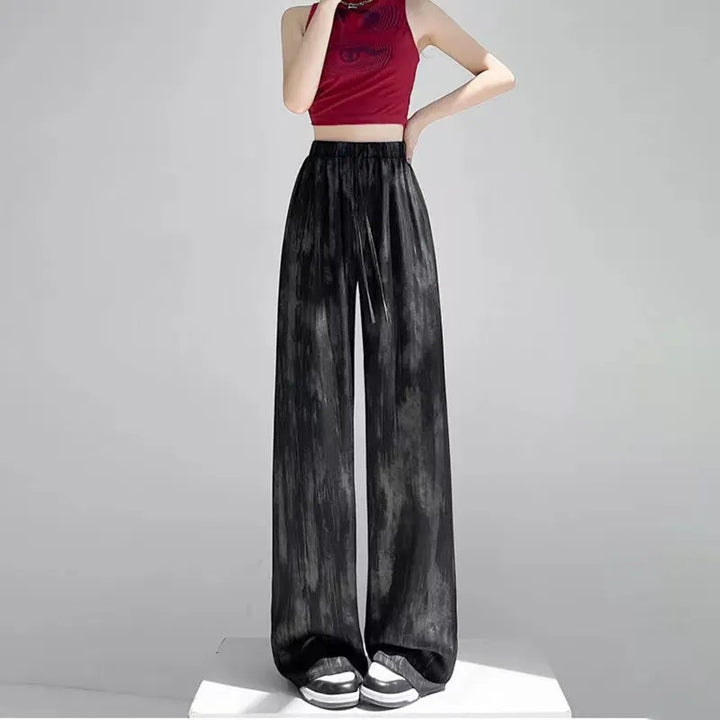 Damen Hochtaillierte Palazzo-Hose aus leichtem, atmungsaktivem Material mit elastischem Bund
