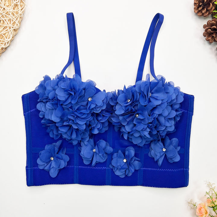 Damen Elegante Korsage mit floralen Spitzenapplikationen Drune