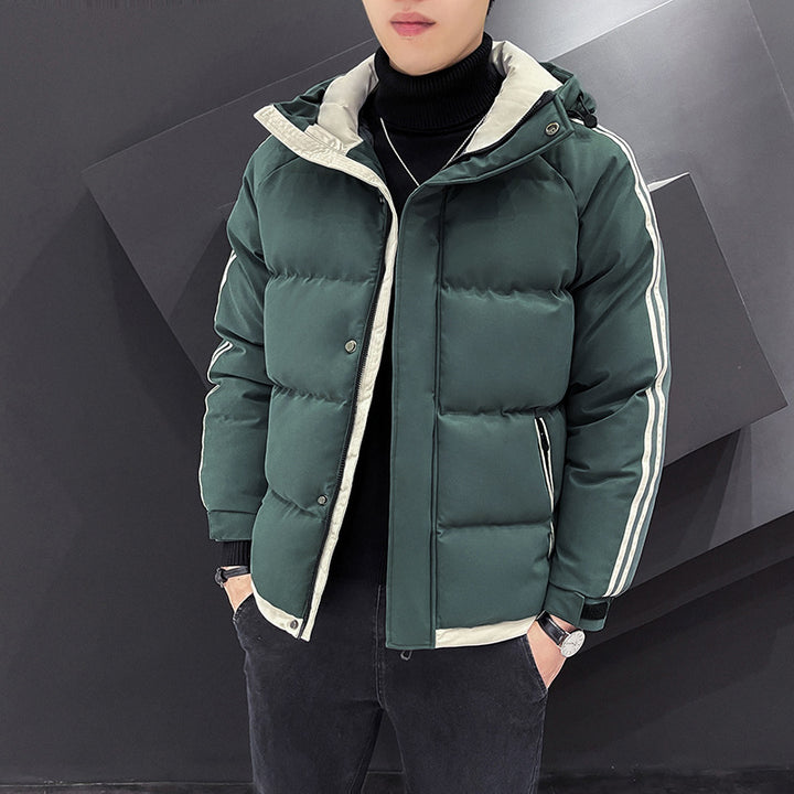 Herren Sportiver Steppparka mit Kapuze, Kontrastblenden und Ärmelstreifen Drune