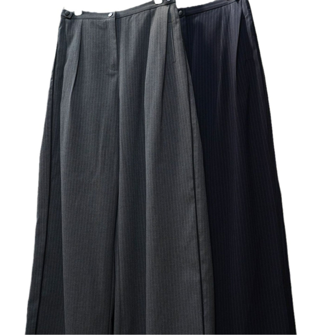 Damen weite Nadelstreifen-Hose mit hohem Bund und weitem Bein Drune