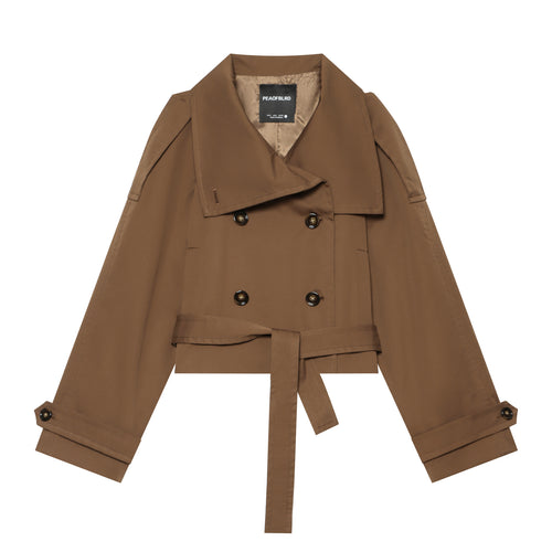 Damen Kurz geschnittener Trenchblouson mit Bindegürtel und Epauletten Drune