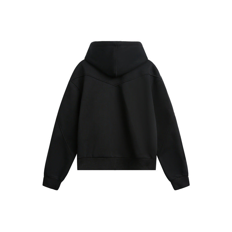 Unisex Oversize Kapuzen-Sweatjacke mit Zwei-Wege-Reißverschluss Drune