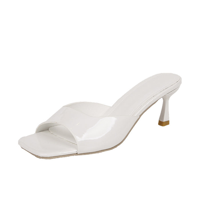Damen Elegant Offene Zeh-Absatz Mules Drune