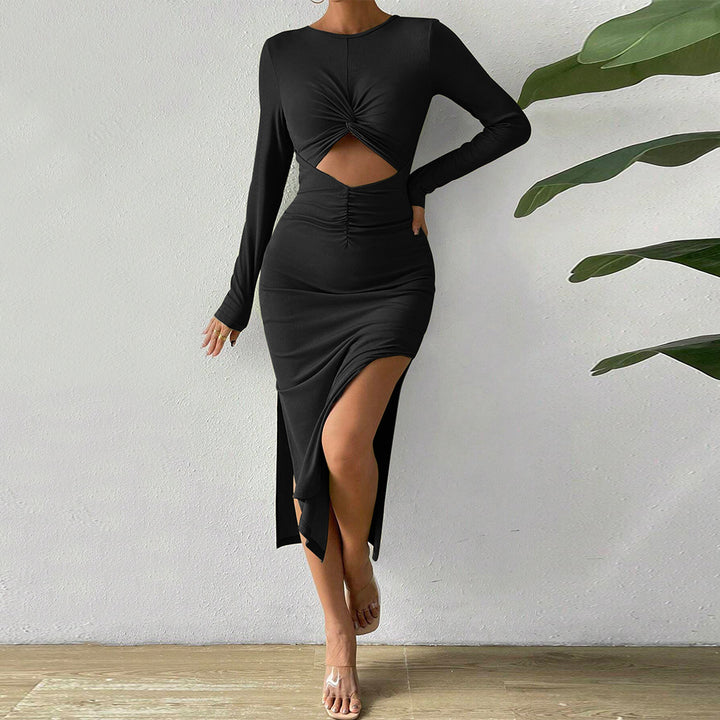 Damen Midikleid mit raffinierten Rüschendetails und sexy Cut-Outs Drune