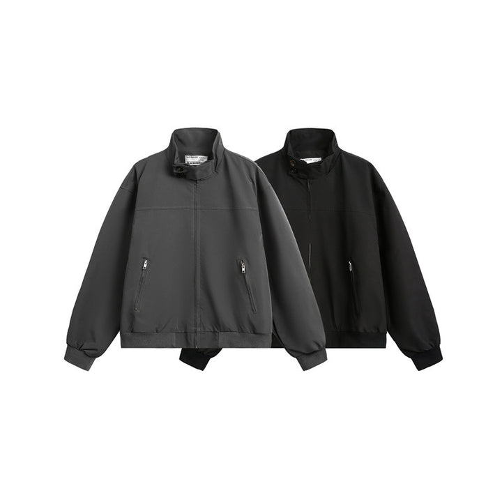 Herren Urbaner Microfaser-Blouson mit Stehkragen, verdeckter Knopfleiste und Reißverschlusstaschen Drune