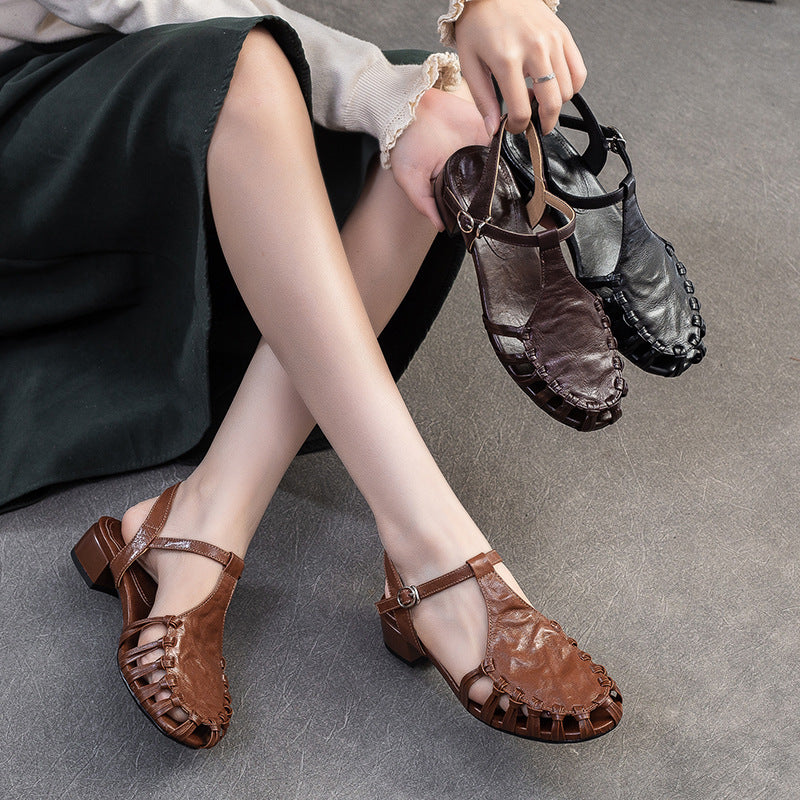 Damen Sandalen mit geflochtenem Designelement und bequemem Blockabsatz Drune