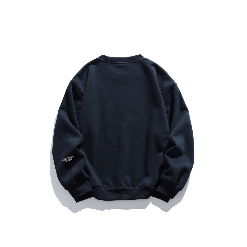 Unisex Oversize-Pullover mit Rundhalsausschnitt, Badge-Applikationen und gerippten Bündchen Drune