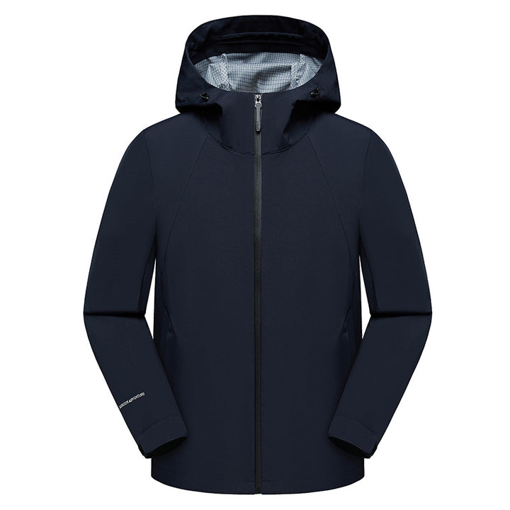 Herren dreilagige Softshell-Kapuzenjacke mit nahtversiegelter Wetterschutzmembran und ergonomischem Schnitt Drune
