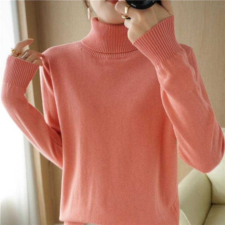 Damen Minimalistischer Feinstrick-Rolli mit hohem Rippkragen und schmaler Passform Drune