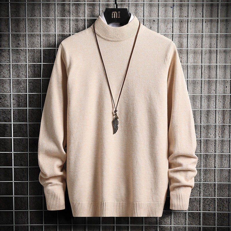 Herren nan Premium Stehkragenpullover aus feinem Baumwoll-Mix mit gerippten Bündchen und schmaler Silhouette Drune