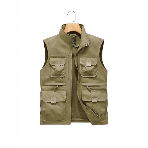 Herren Outdoor-Multitaschenweste mit Schnellzugriffstaschen und Stehkragen Drune