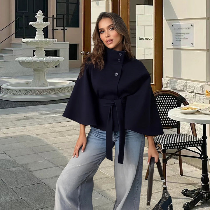 Damen elegante Wickeljacke mit Taillengürtel Drune