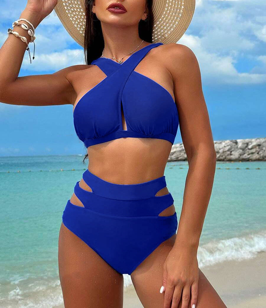 Damen Hochgeschnittener Bikini mit stylischen Cut-Outs Drune