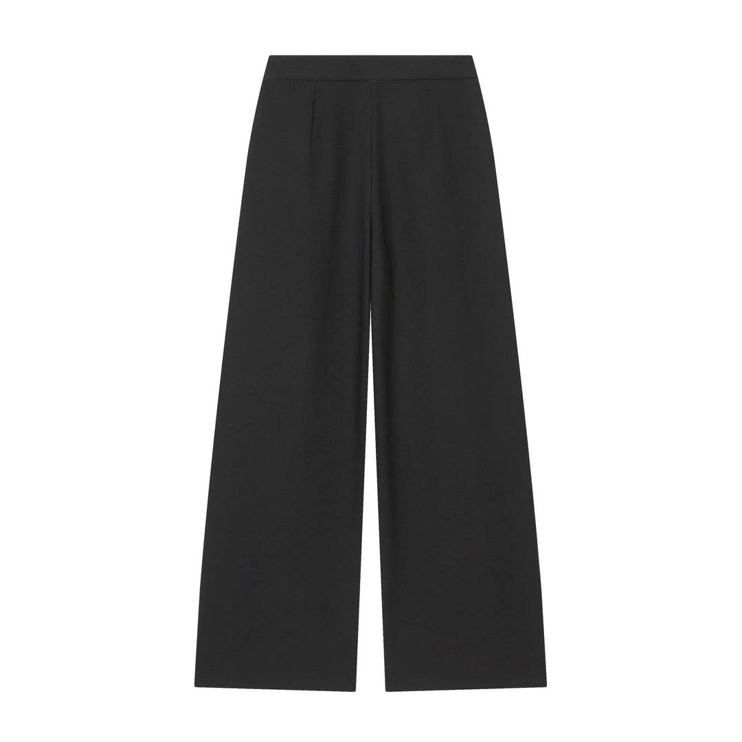 Damen nan hochtaillierte Bundfaltenhose mit weitem Bein und markanten Vorderfalten Drune