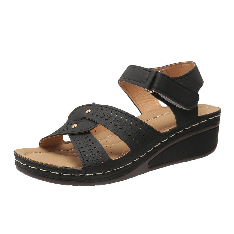 Damen Bequeme Riemchen-Sandalen mit verstellbarem Klettverschluss und anatomischem Fußbett Drune