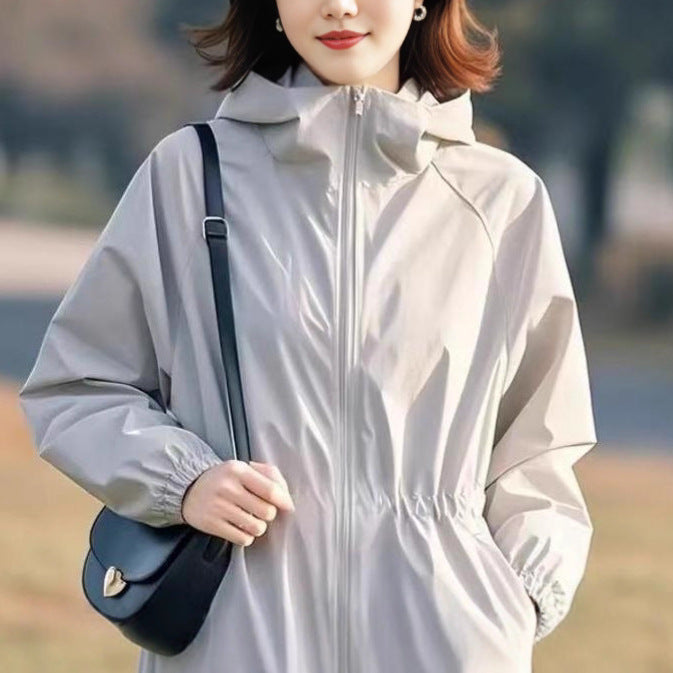 Damen Übergangsjacke mit verstellbarem Bund und hohen Kragen Drune