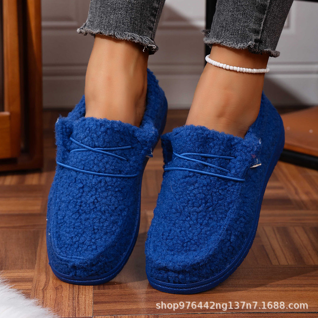 Damen Gefütterte Teddy-Fleece‑Hausschuhe mit gepolstertem Komfortfußbett und rutschfester Gummisohle Drune