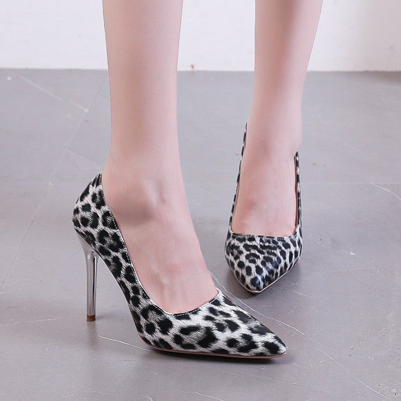 Frauen Tierdruck Spitzzehen High Heels mit metallischen Akzenten Drune