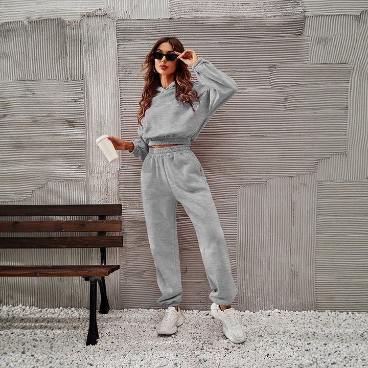 Damen Sportlicher Freizeitanzug mit übergroßem Hoodie und elastischen Jogginghosen Drune