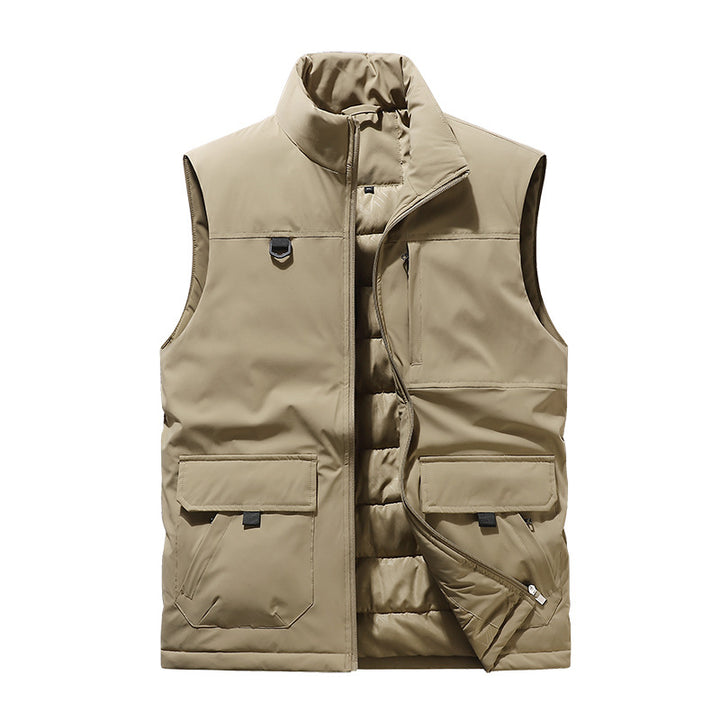 Herren Multifunktionale Wattierte Outdoor-Weste mit Cargo-Taschen und Stehkragen Drune