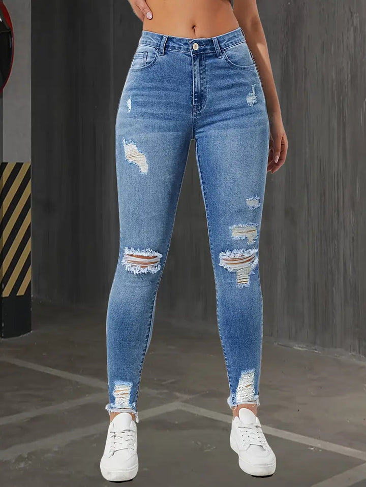 Drune | Ripped Raw Edge Skinny Jeans