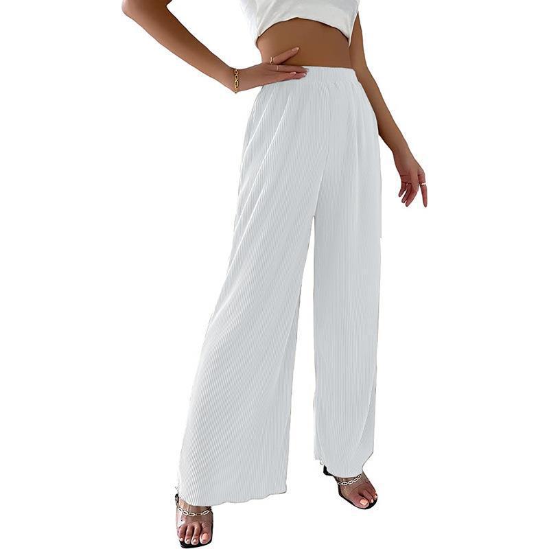 Damen Fließende Plissierte weit geschnittene Hose Drune
