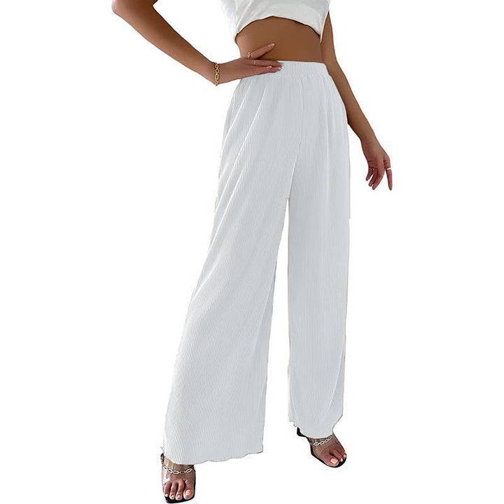 Damen Fließende Plissierte weit geschnittene Hose Drune