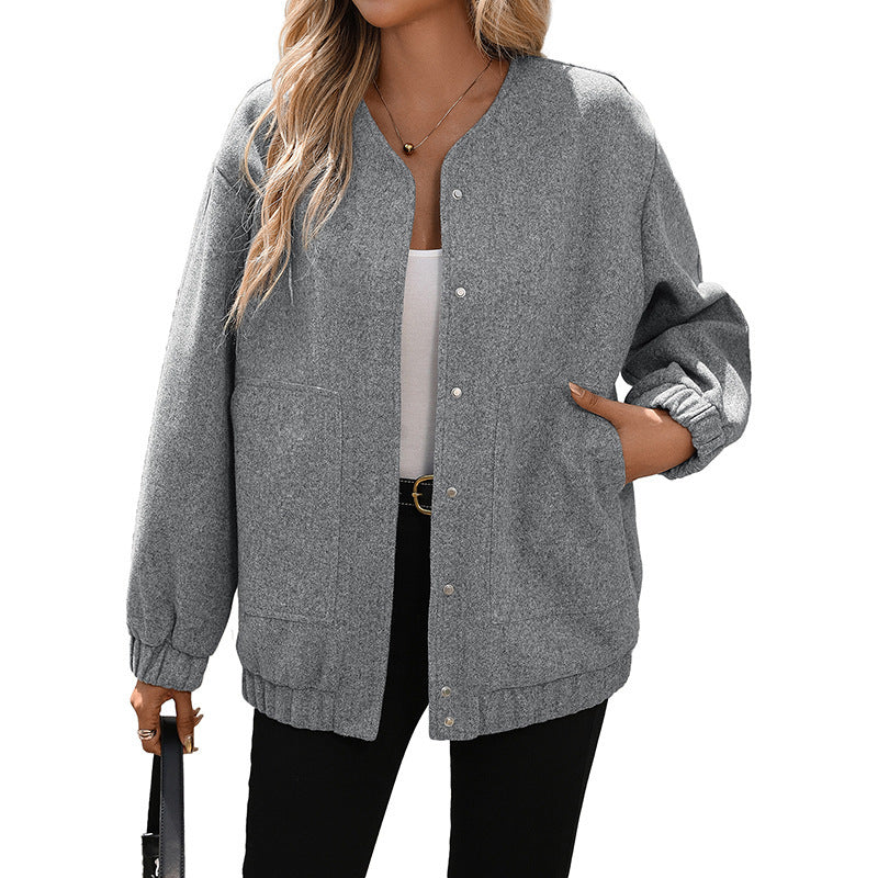 Damen Oversized Wolljacke mit Knopfdetails Drune