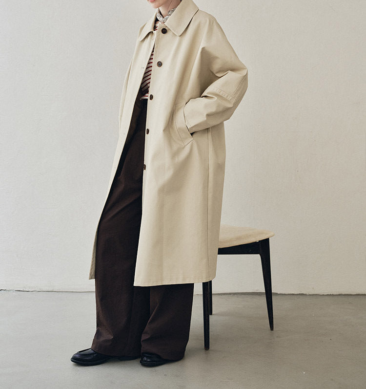 Damen Eleganter Trenchcoat mit Doppelreiher Drune