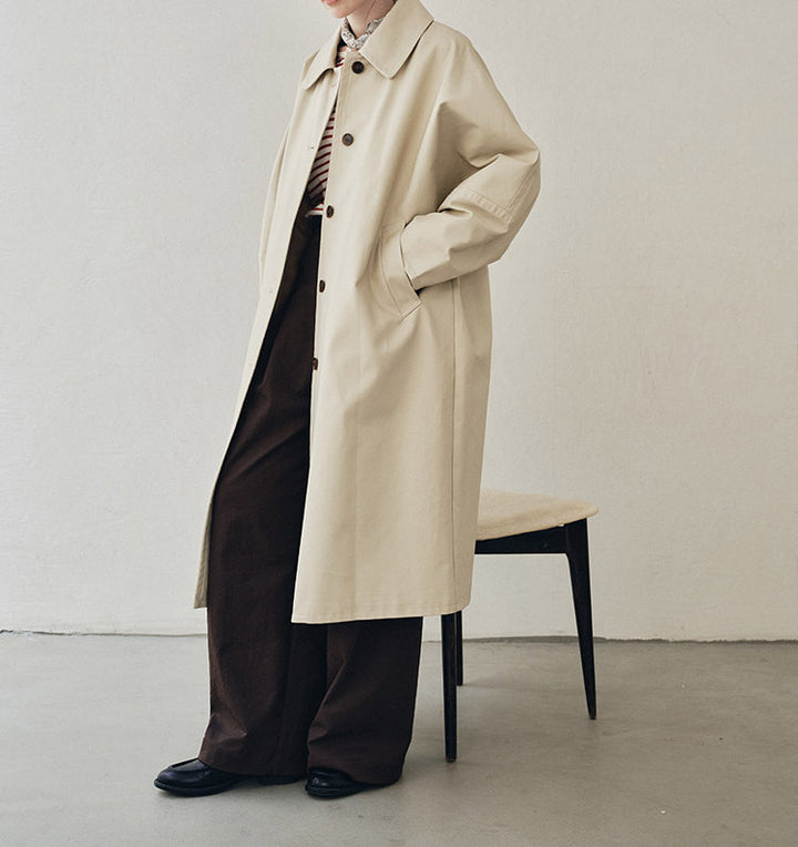 Damen Eleganter Trenchcoat mit Doppelreiher Drune
