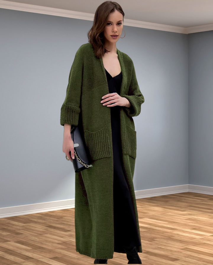 Damen Grobstrick-Kimono mit praktischen Taschen und weitem Schnitt Drune