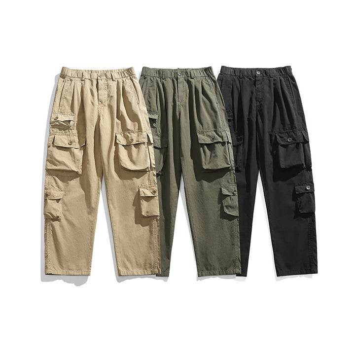 Herren Leichte Relaxed-Cargo-Hose mit elastischem Bund und Mehrfachtaschen Drune