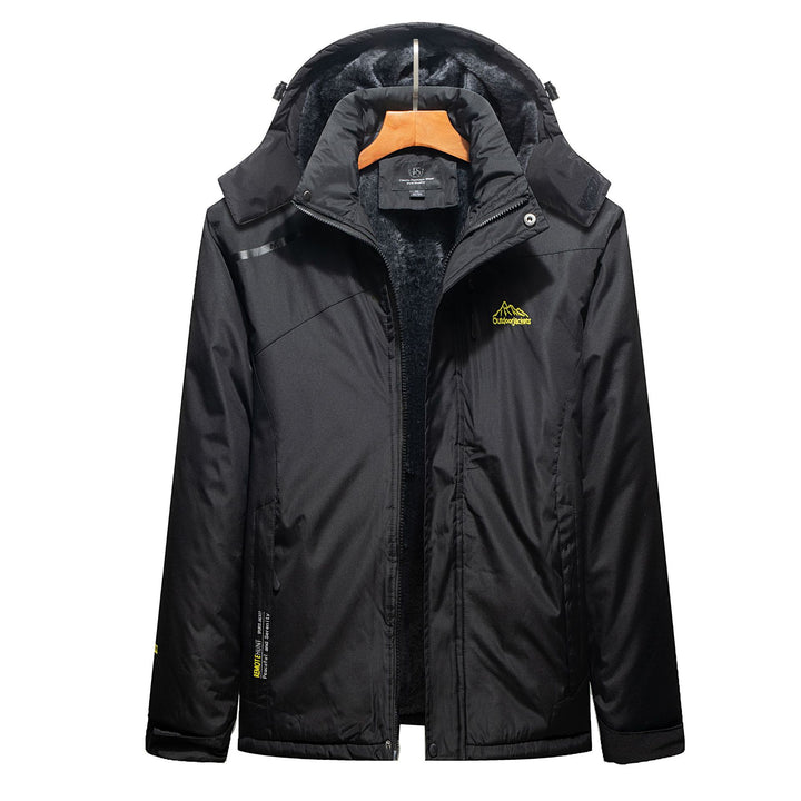 Herren Wasserabweisender Outdoorparka mit Teddyfutter, abnehmbarer Kapuze und Reißverschlusstaschen Drune