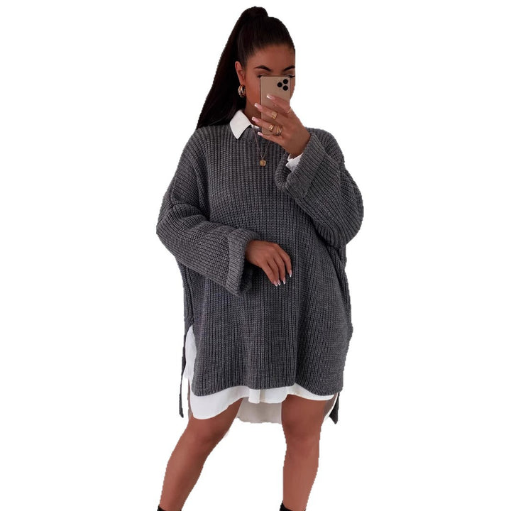 Damen Oversized Strickpullover mit lässigem Schnitt und weit geschnittenen Ärmeln Drune