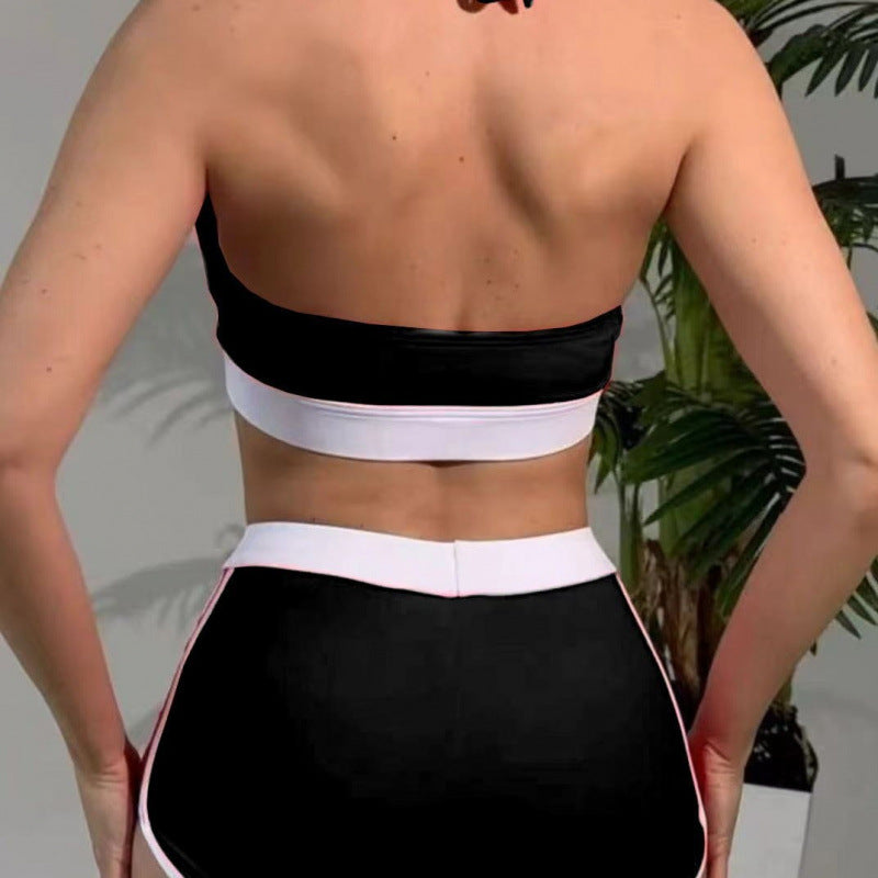 Damen Sport-Bikini-Set mit hoch geschnittenen Shorts und verstellbarem Oberteil Drune