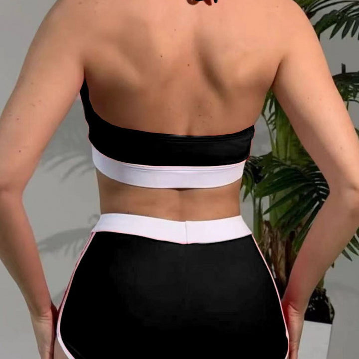 Damen Sport-Bikini-Set mit hoch geschnittenen Shorts und verstellbarem Oberteil Drune