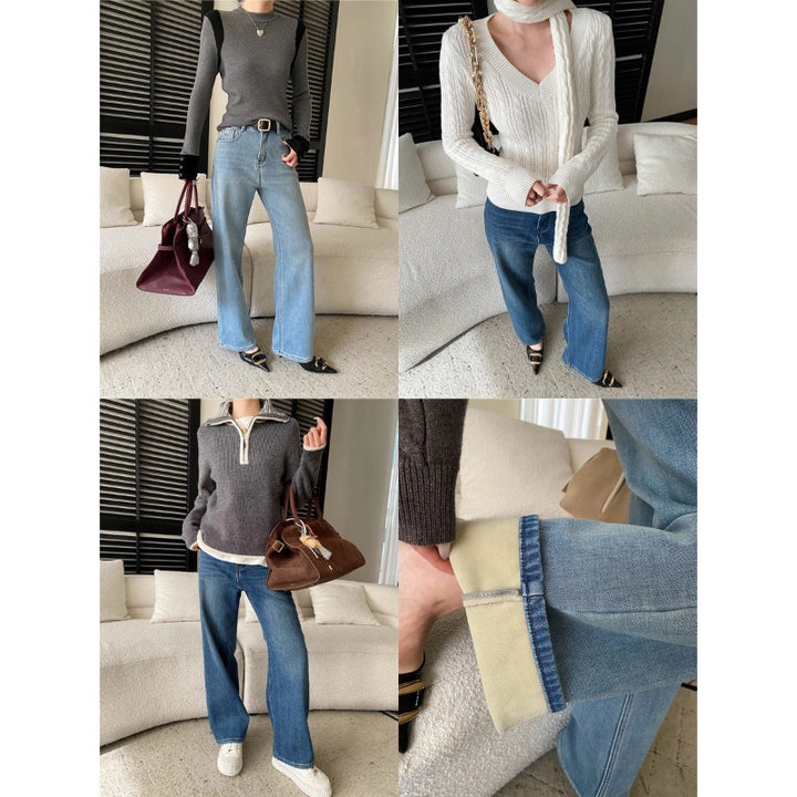 Damen eleganter V-Ausschnitt Pullover mit feiner Rippstruktur und geschmackvollem Design Drune