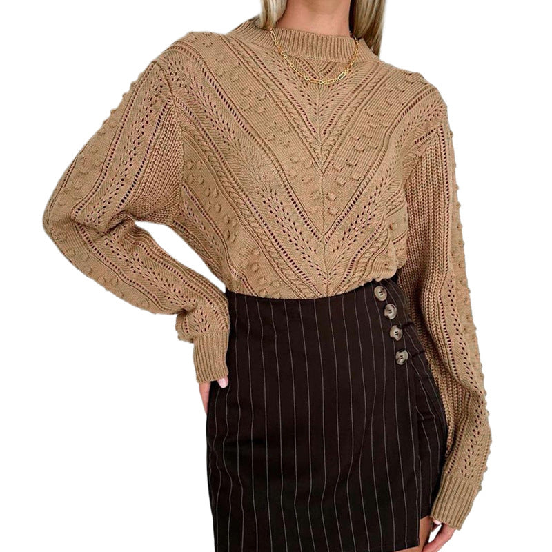 Damen Strukturierter Feinstrick-Pullover mit V‑Struktur und Noppenmuster Drune