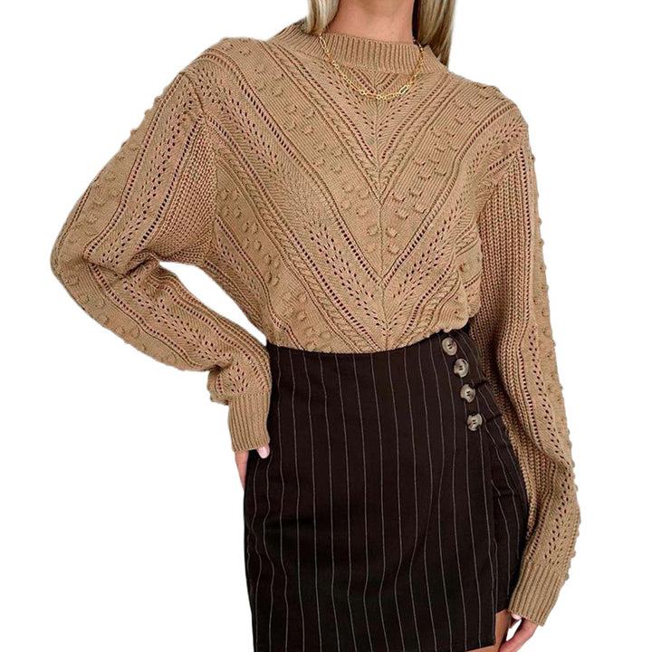 Damen Strukturierter Feinstrick-Pullover mit V‑Struktur und Noppenmuster Drune