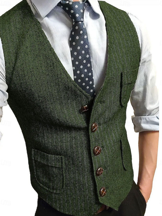 Herren Eleganter Weste aus Herringbone-Stoff Drune