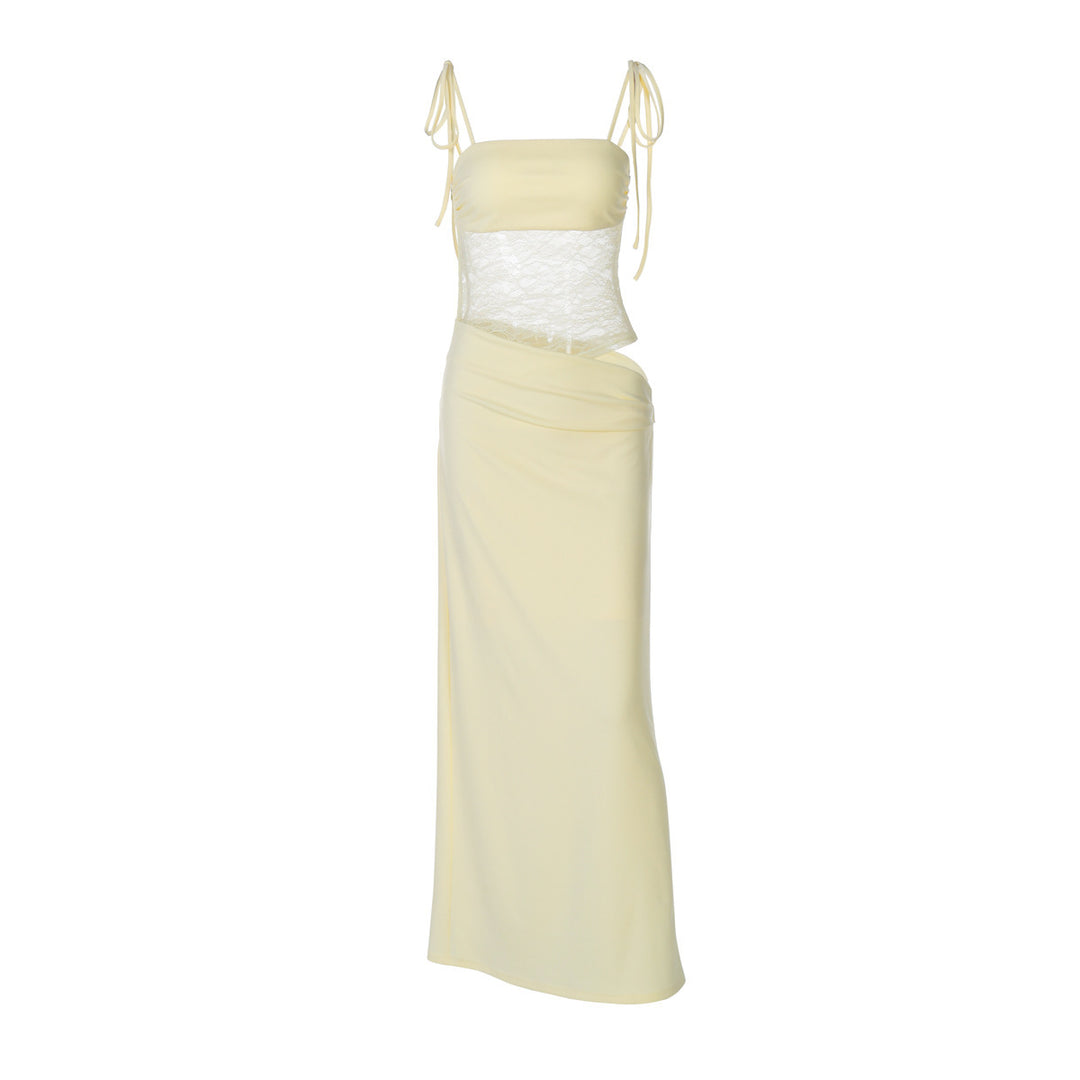 Damen Elegantes Maxikleid mit Spitzenoberteil und schmeichelndem Schnitt Drune