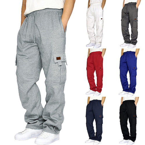 Herren nan konisch zulaufende Sweat-Cargohose mit elastischem Bund, Kordelzug und Klappentaschen Drune