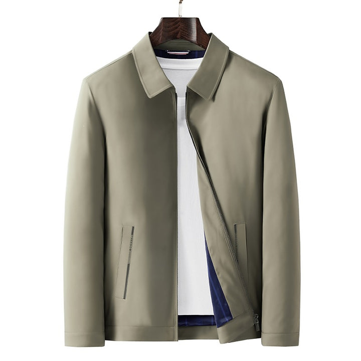 Herren Minimalistische leichte Übergangsjacke mit Hemdkragen, verdecktem Reißverschluss & seitlichen Reißverschlusstaschen Drune