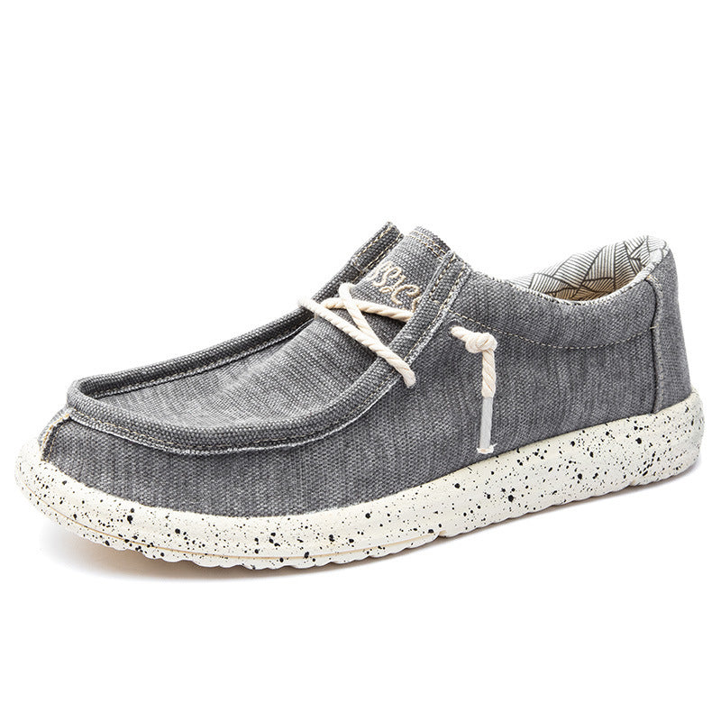 Herren Legerer Canvas-Mokassin-Slipper mit geflochtener Schnürung und gefleckter EVA-Sohle Drune