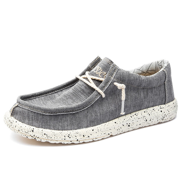 Herren Legerer Canvas-Mokassin-Slipper mit geflochtener Schnürung und gefleckter EVA-Sohle Drune