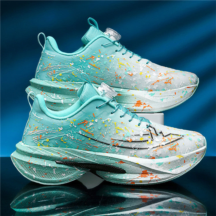Unisex künstlerische Laufsneaker mit farbspritz-Design, sockenähnlichem Einstieg und gedämpfter Hohlkern-Zwischensohle Drune